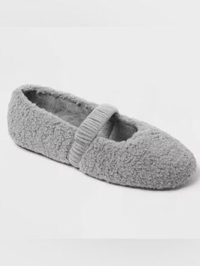 Auden Women’s Slippers Plush Cross band Gray Padma Faux Fur Size 10